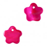 Muschel Anhänger Süßwasserperlmutt Blume 10-11mm Magenta pink